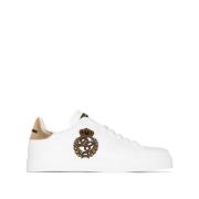 Dolce & Gabbana Vit Kalv Sneaker med Guldsköld White, Herr