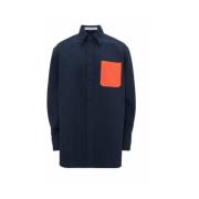 JW Anderson Kontrastficka Oversized Skjorta Blue, Dam