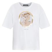 Marina Rinaldi Guld Detalj Klassisk T-shirt White, Dam