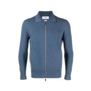 Thom Browne Texturerad Bomberjacka med RWB Stripe Blue, Herr