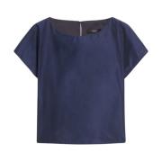 Max Mara Weekend Fyrkantig hals Kimono ärm blus Blue, Dam