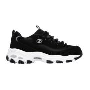 Skechers Sportiga lädersneakers för aktiva kvinnor Black, Dam