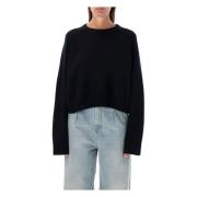 Loulou Studio Svart Stickat Bruzzi Sweater Aw24 Black, Dam