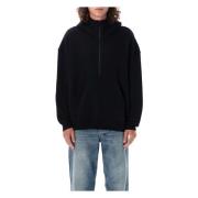 Saint Laurent Svart Stickat Hanorak Logo Fleece Black, Herr