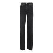 7 For All Mankind Svarta Flare Jeans Hög Midja Black, Dam