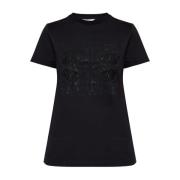 Max Mara Svart Bomull Jersey T-shirt med Logo Black, Dam