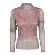 Max Mara Rosa & Lila Mesh Strass Tröja Multicolor, Dam