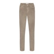 Cambio Räfflad Sammet Cropped Byxor Beige, Dam