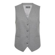 MOS Mosh Klassisk Vest Blazer Sharkskin Kvalitet Gray, Dam