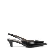 Roberto Festa Svarta Polerade Läder Slingback Klackar Black, Dam