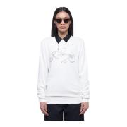 John Richmond Paljett Logo Rund Hals Sweatshirt White, Dam