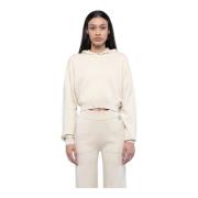 John Richmond Cropped hoodie med justerbar dragsko White, Dam