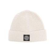 Stone Island Ull Beret med Kompass Patch White, Herr