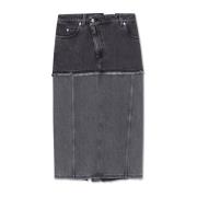 Alexander McQueen Denimkjol med Cut-Out Gray, Dam