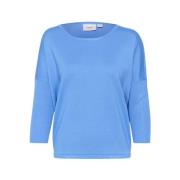 Saint Tropez Blå Milasz R-Neck Pullover Blue, Dam