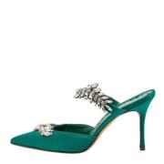 Manolo Blahnik Pre-owned Pre-owned Satin sandaler Green, Dam