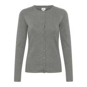 Saint Tropez MilaSZ R-Neck Cardigan Mist Grey Gray, Dam