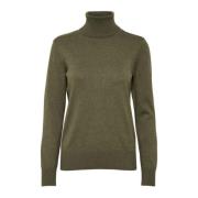 Saint Tropez Army Green Melange Rollneck Sweater Green, Dam