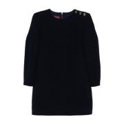 Gucci Navy Blue Wool Blend Bouclé Klänning Blue, Dam