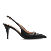 Gucci Svart Läder Slingback Pumps Black, Dam