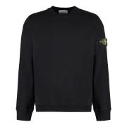 Stone Island Bomull Crew-Neck Sweatshirt med Avtagbar Logotyp Patch Bl...