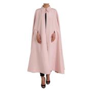 Dolce & Gabbana Rosa Silke Maxi Cape Jacka Pink, Dam