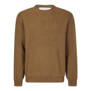 Golden Goose Bomullstickad Crew Neck Tröja Brown, Herr