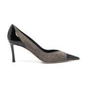 Jimmy Choo Svart Beige Textil Vernice Salon Black, Dam