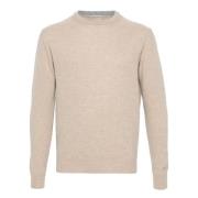 Woolrich Beige Ribbstickad Crewneck Sweater Beige, Herr