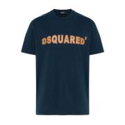 Dsquared2 Blå Logo Print Crew Neck T-shirt Blue, Herr