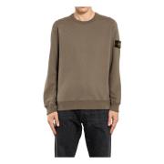 Stone Island Valnöt Crewneck Sweatshirt med Avtagbar Logga Brown, Herr