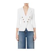 Elisabetta Franchi Dubbelknäppt Blazer Jacka White, Dam