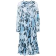 Ermanno Scervino Blommönstrad Midi Klänning Blue, Dam