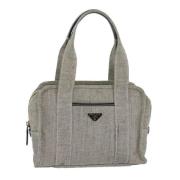 Prada Vintage Pre-owned Canvas handvskor Gray, Dam