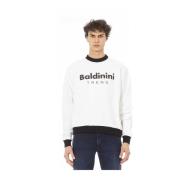 Baldinini Långärmad Logo Front Sweatshirt White, Herr