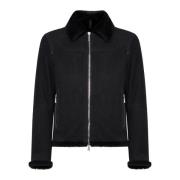 Tagliatore Svart Shearling Läderjacka Black, Herr