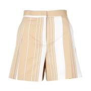 Semicouture Randig hög midja bomullsshorts Brown, Dam