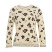 Blugirl Djurmönster Crew Neck Sweater Beige, Dam