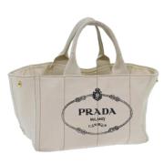 Prada Vintage Pre-owned Canvas handvskor Beige, Dam