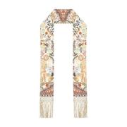 Camilla Sidenscarf med Lotusmotiv Multicolor, Dam