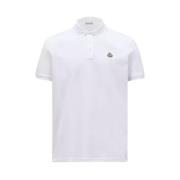 Moncler Logo Patch Polo Klassisk Vit Bomull White, Herr