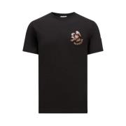 Moncler Broderad Patch T-shirt med Mon Duck Black, Herr