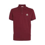 Moncler Logo Patch Polo Klassisk Bordeaux Bomull Red, Herr