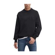 Calvin Klein Applique Sweatshirt Rak Skärning Black, Herr