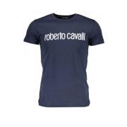 Roberto Cavalli Elegant Tryckt T-shirt - Sommarblå Blue, Herr