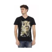 Trussardi Elegant kortärmad V-ringad T-shirt Black, Herr