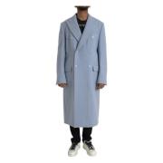 Dolce & Gabbana Blå Dubbelknäppt Trenchcoat Jacka Blue, Herr