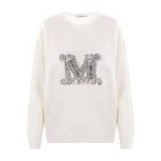 Max Mara Vit Tröja med Monogramdekorationer White, Dam