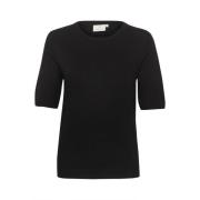 Kaffe Svart Djup Stickad Pullover Tröja Black, Dam