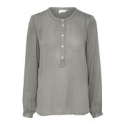 Kaffe Blus med puffärm Smoked Pearl Gray, Dam